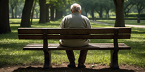 Man on bench alone