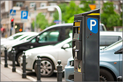 Parking meter on city street